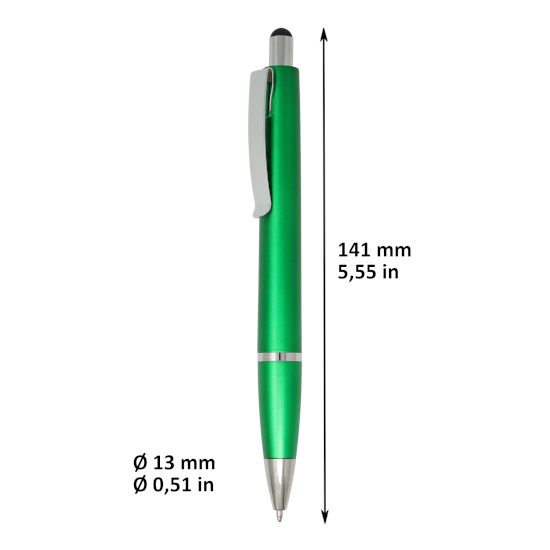 Bolígrafo con luz y puntero Styled
Color verde y plateado