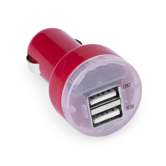 Cargador Coche USB Leslie rojo