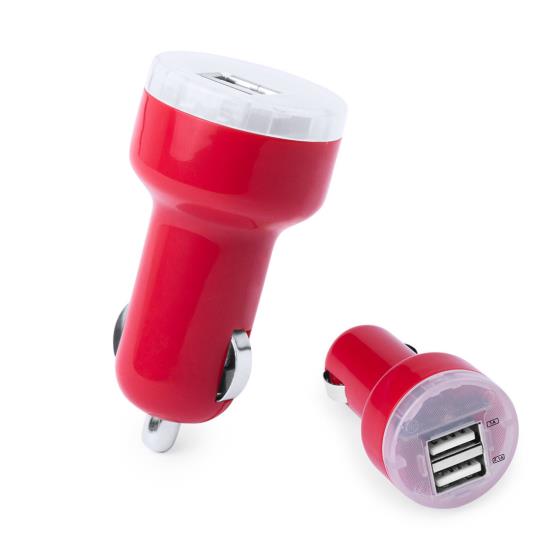 Cargador Coche USB Leslie rojo