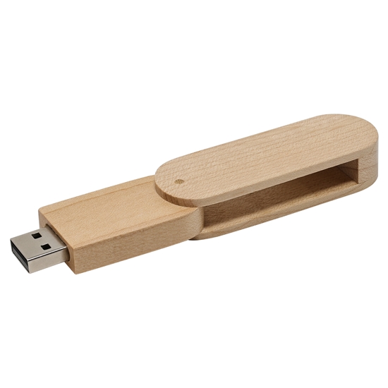 Memoria USB en madera Memok Color natural capacidad 16 GB, pack 100 unds.