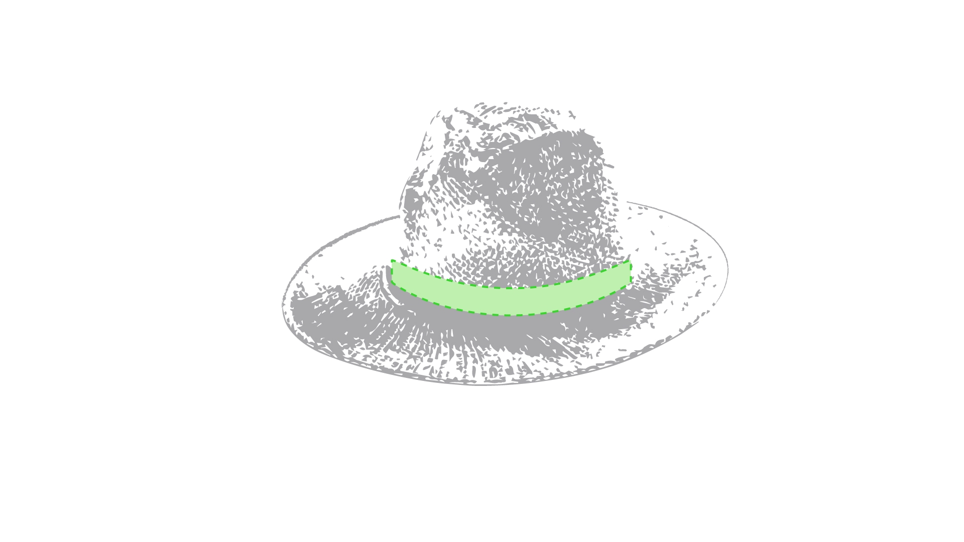 Impresión sombreros serigrafía cinta non-woven (450 x 17 mm)